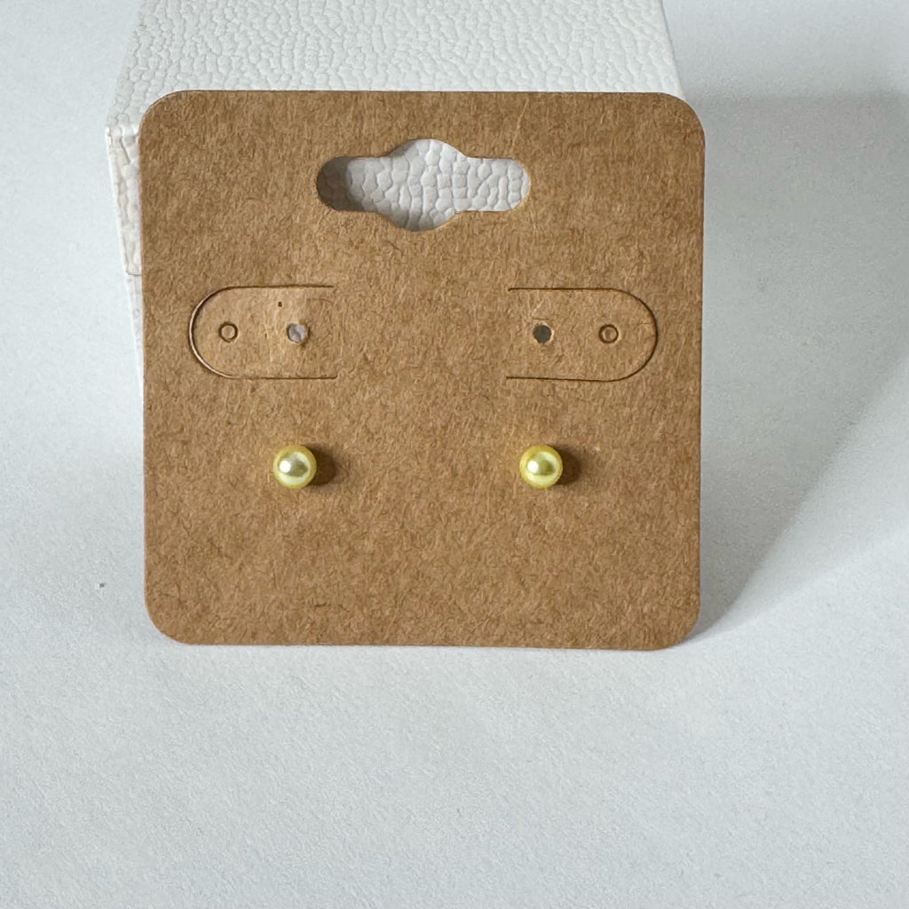 Yellow Simulated Pearl Stud Earrings