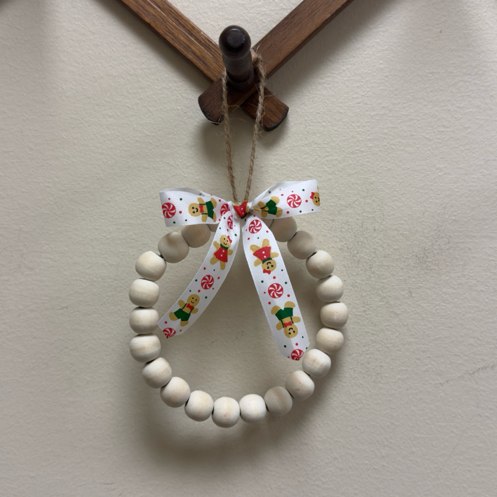 Beaded Christmas Ornament w/Gingerbread Bow