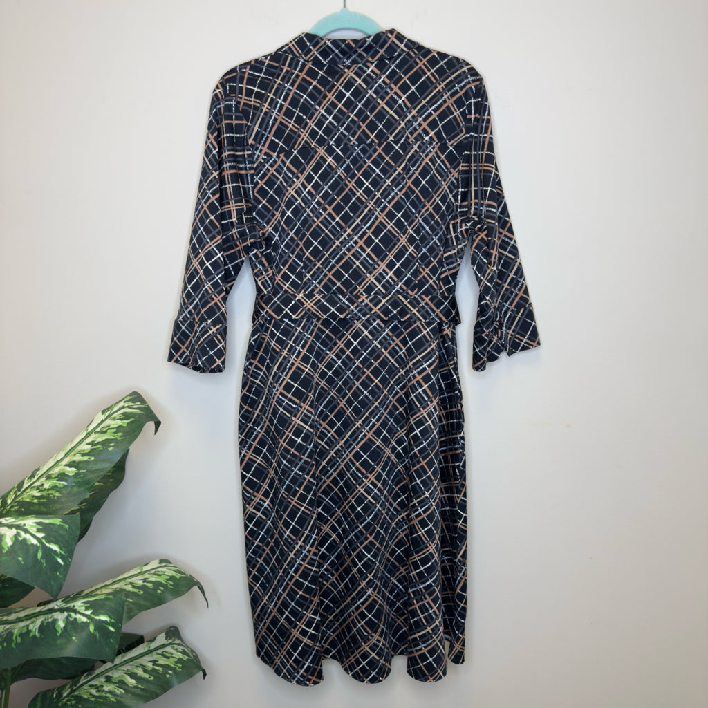 Isaac Mizrahi Live Plaid Belted Dress - Size 16