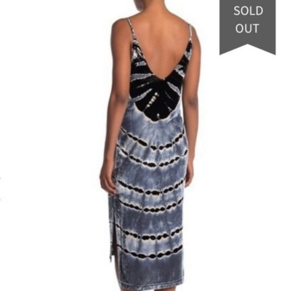 YFB Young Fabulous & Broke Astrid Velvet Tie Dye Slip Dress - Size Small