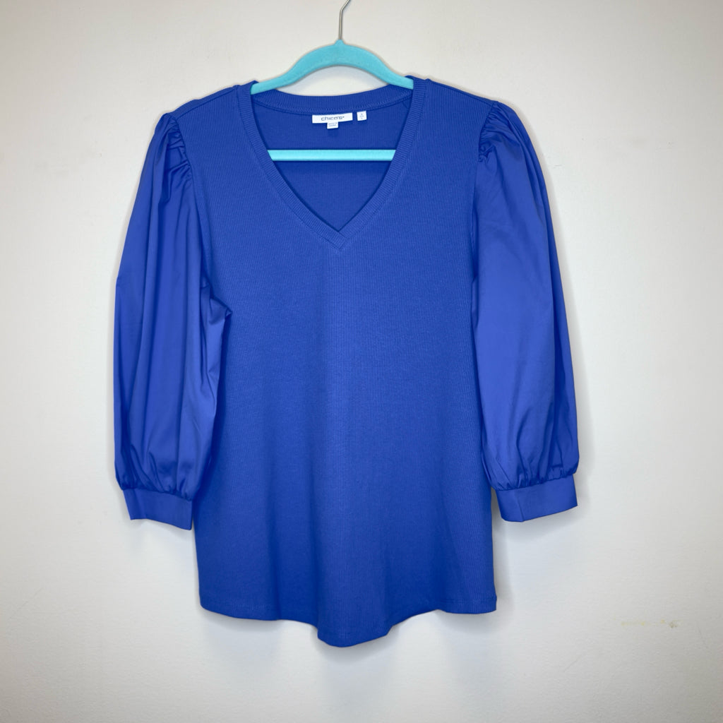 Chico's Rib Mix V-Neck Top - Size Large