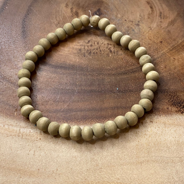 Inga Ann's Beaded Bracelet - Natural Wood - 6mm