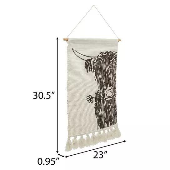 Highland Cow Woven Tapestry Wall Decor