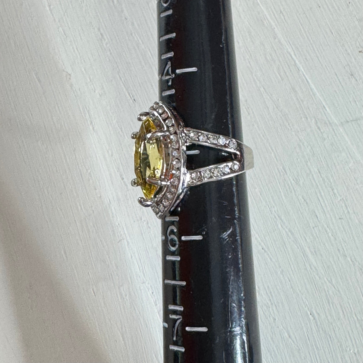 Marquise Canary Yellow Halo Ring - Size 5