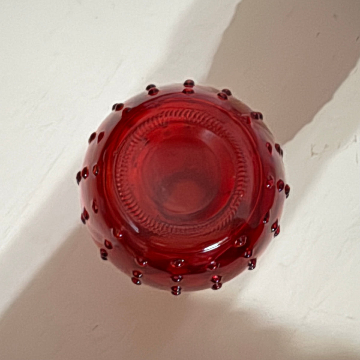 6" Red Hobnail Glass Vase