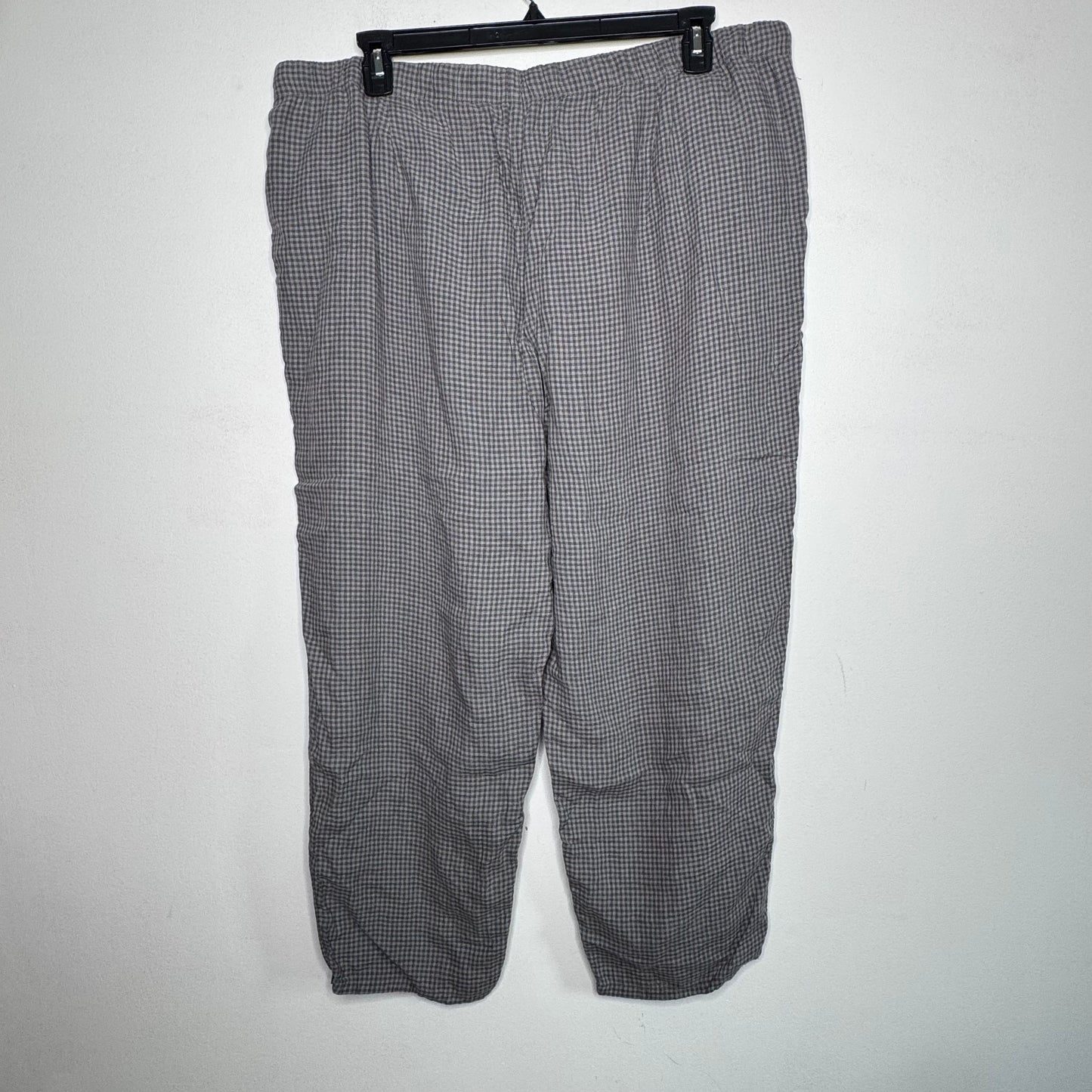 Eileen Fisher Plaid Organic Linen Pull-On Pants - Size 1X