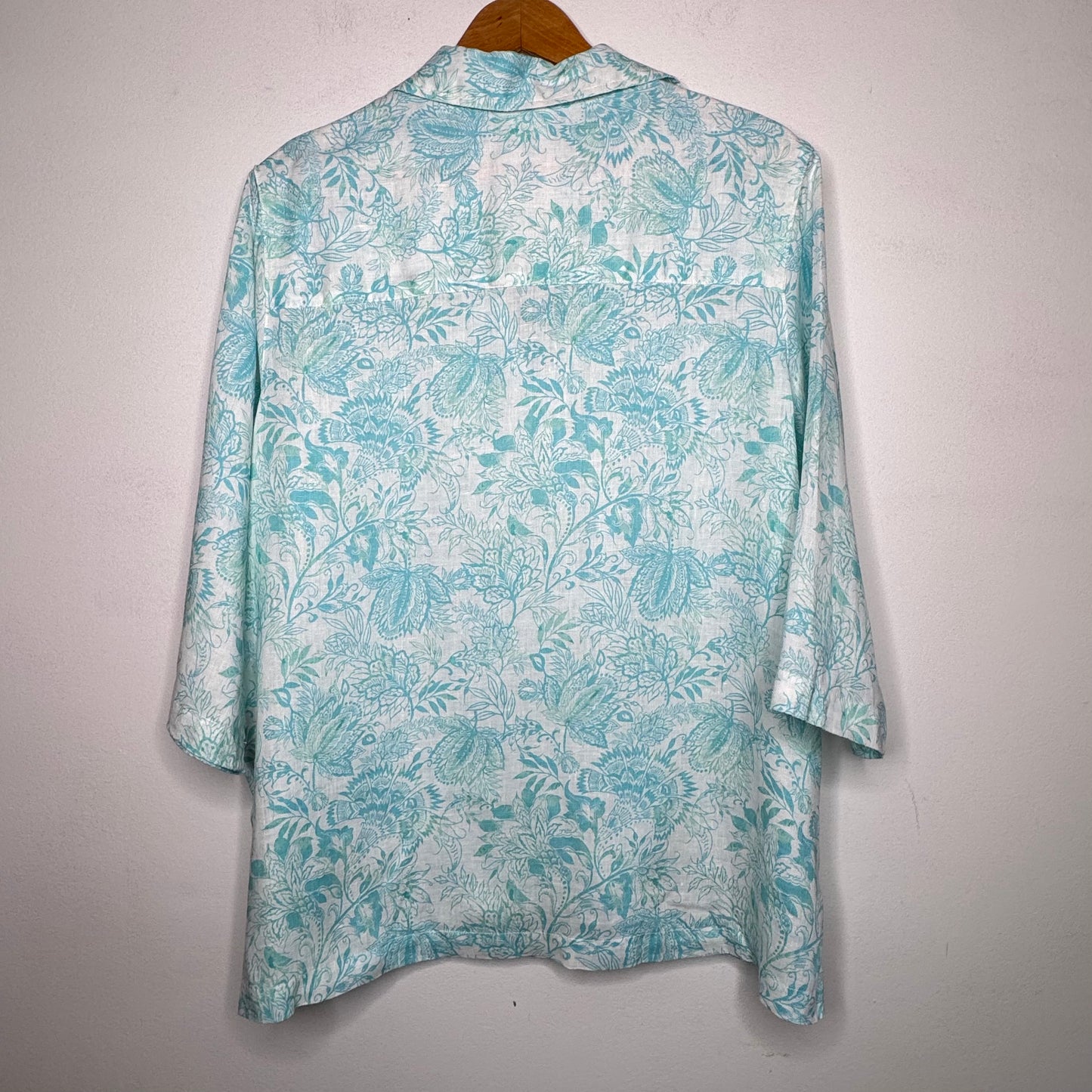 Sigrid Olsen Linen Floral Print Top - Size 1X
