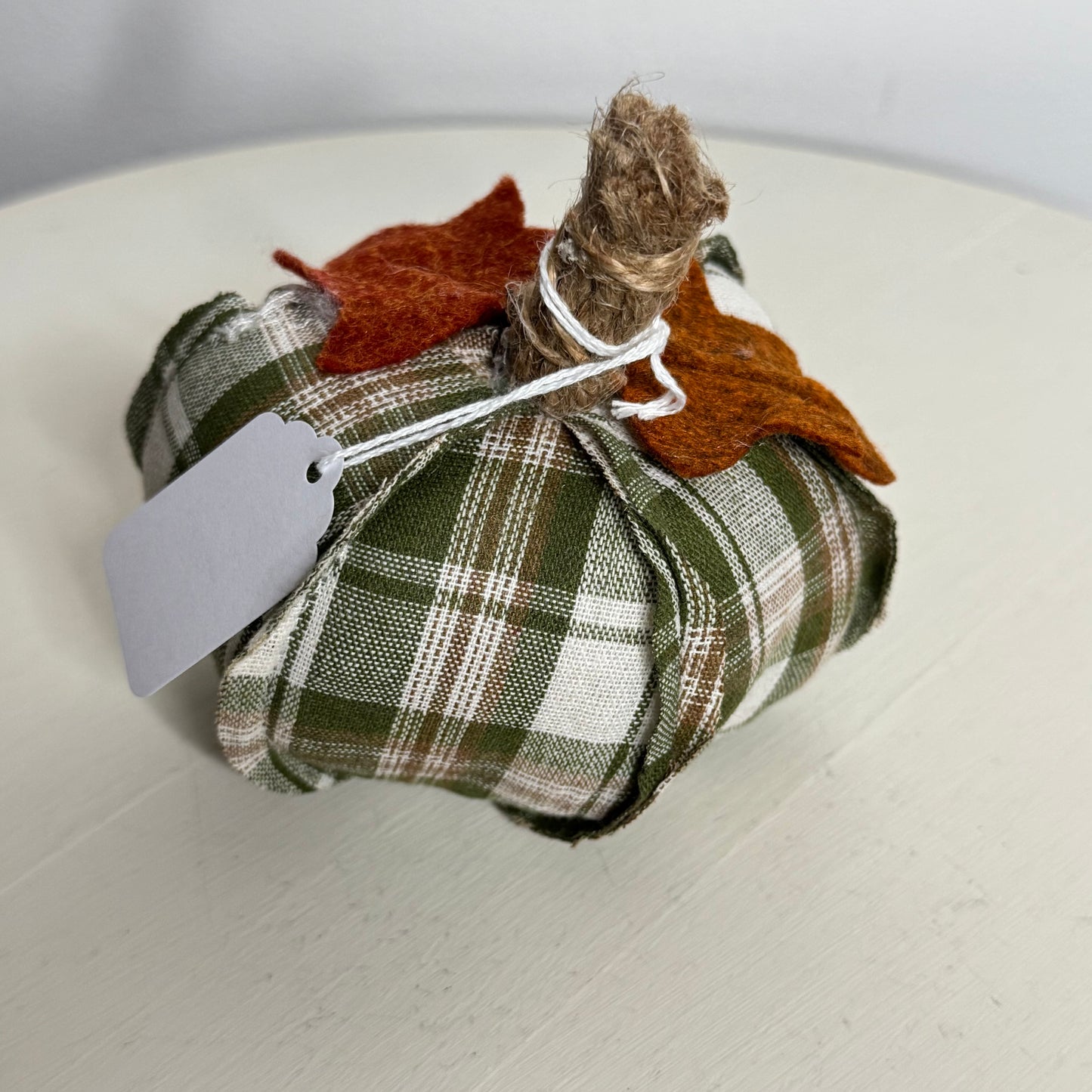 Mini Plaid Pumpkin - Green