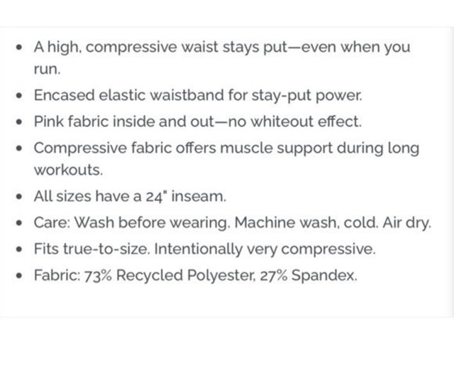 Zyia Active Pink Etching Light N Tight Hi-Rise 7/8 24” - Size 8-10