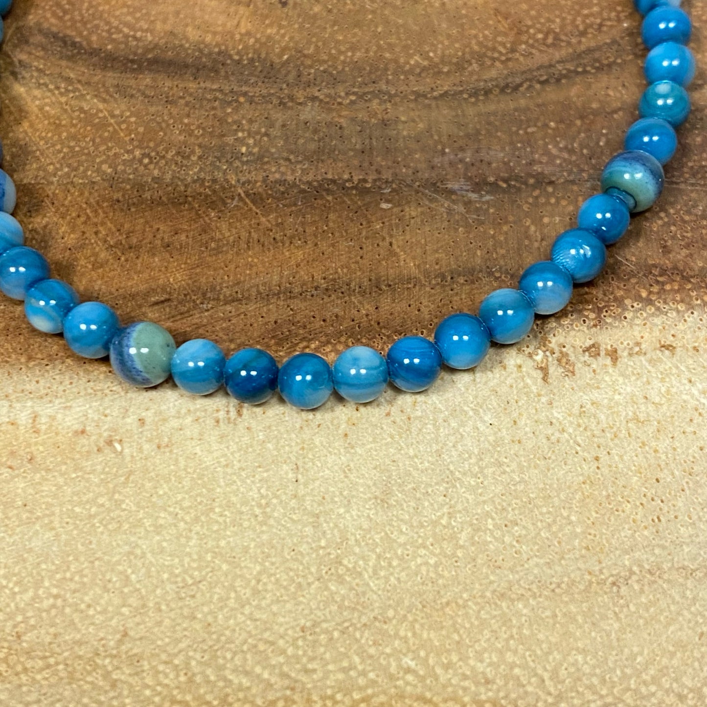 Inga Ann's Beaded Bracelet - Blue Rivershell