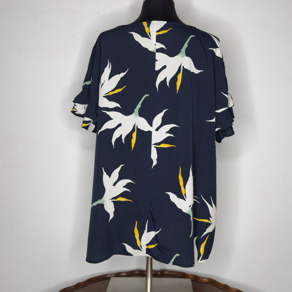 Lane Bryant Floral Print Ruffle Sleeve Top - Size 2X (18)