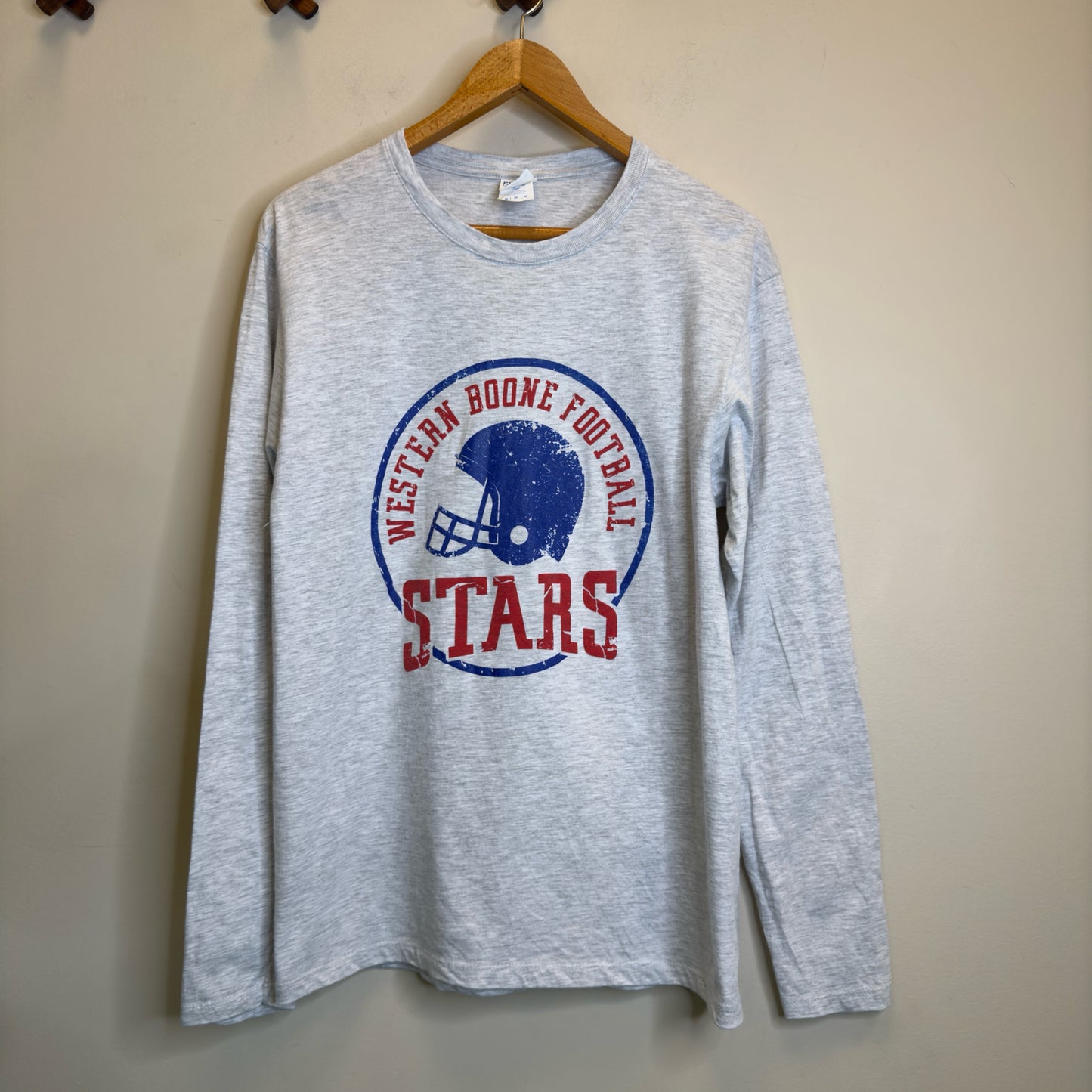 Western Boone Stars Football Long Sleeve Tee - Size Medium