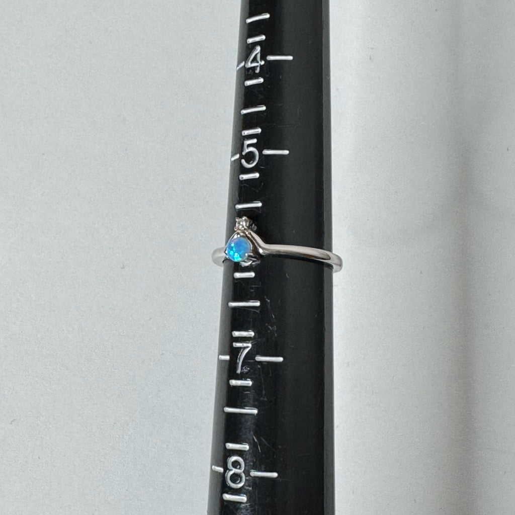 925 Sterling Silver Blue Opal Ring - Size 6