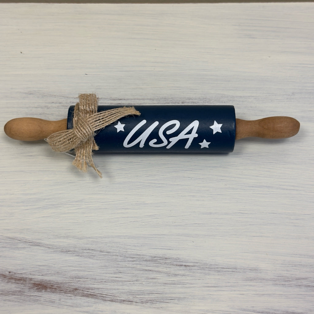7" Primitive USA Rolling Pin Decor