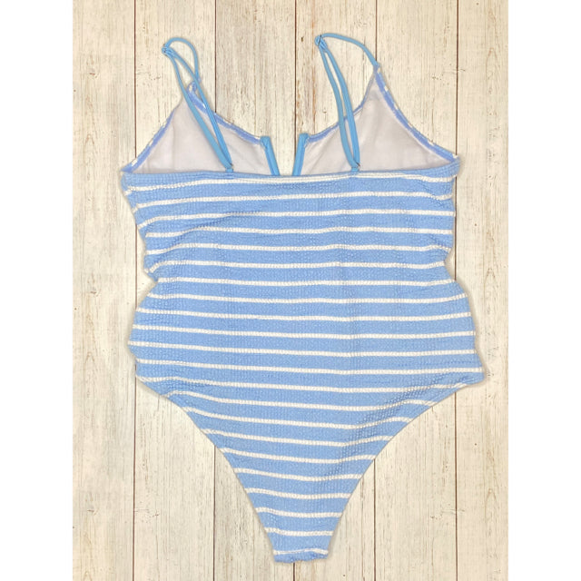Blue & White One Piece Swimsuit - Size Medium