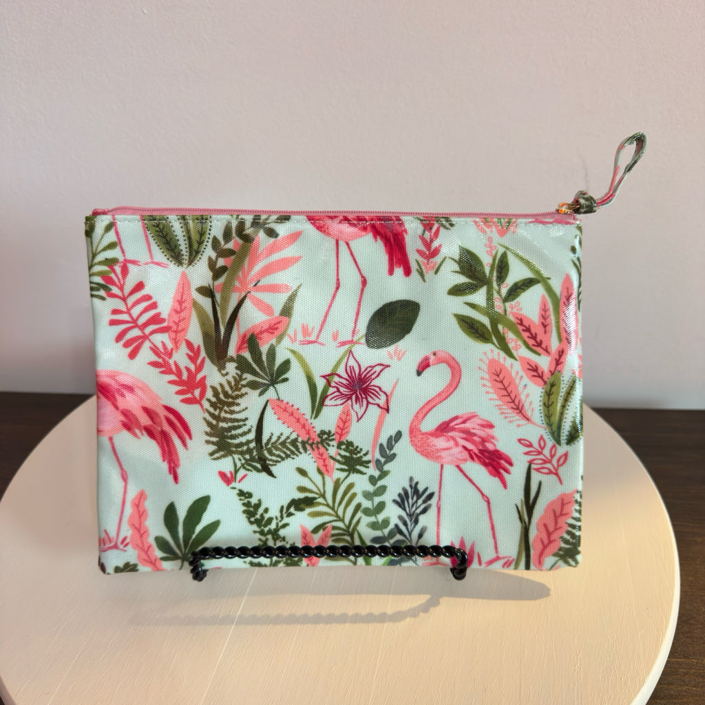 Flamingo & Tropical Print Zipper Pouch