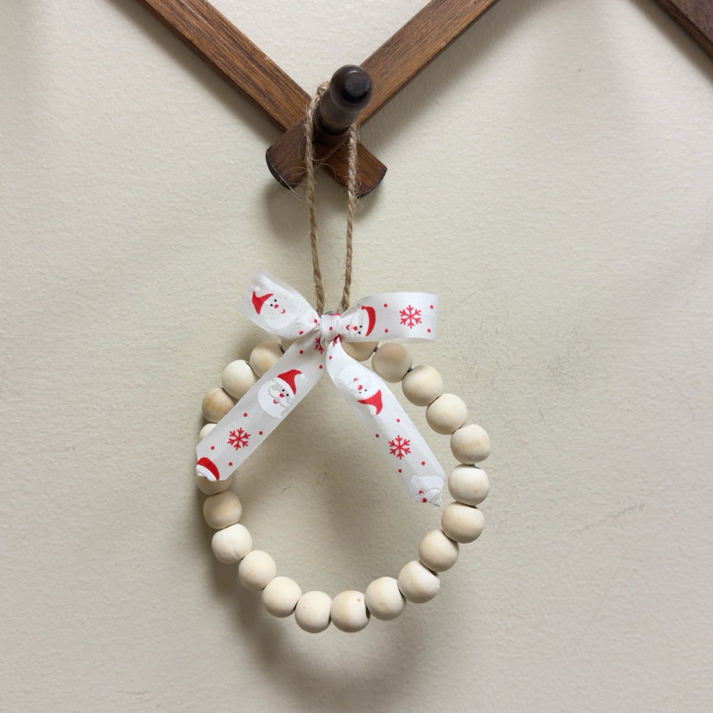 Beaded Christmas Ornament w/Santa Bow