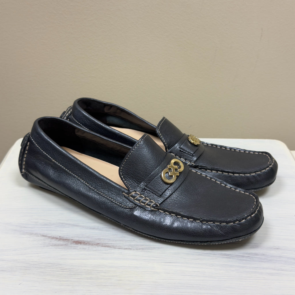 Cole Haan Black Shelby CH Logo II Mocassin Leather Loafer - Size 8 1/2