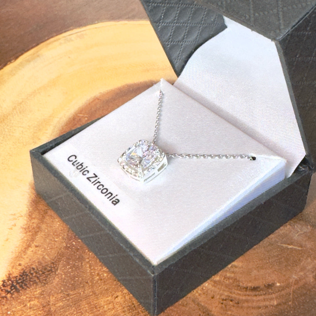 Cushion-Cut Halo Pendant Necklace