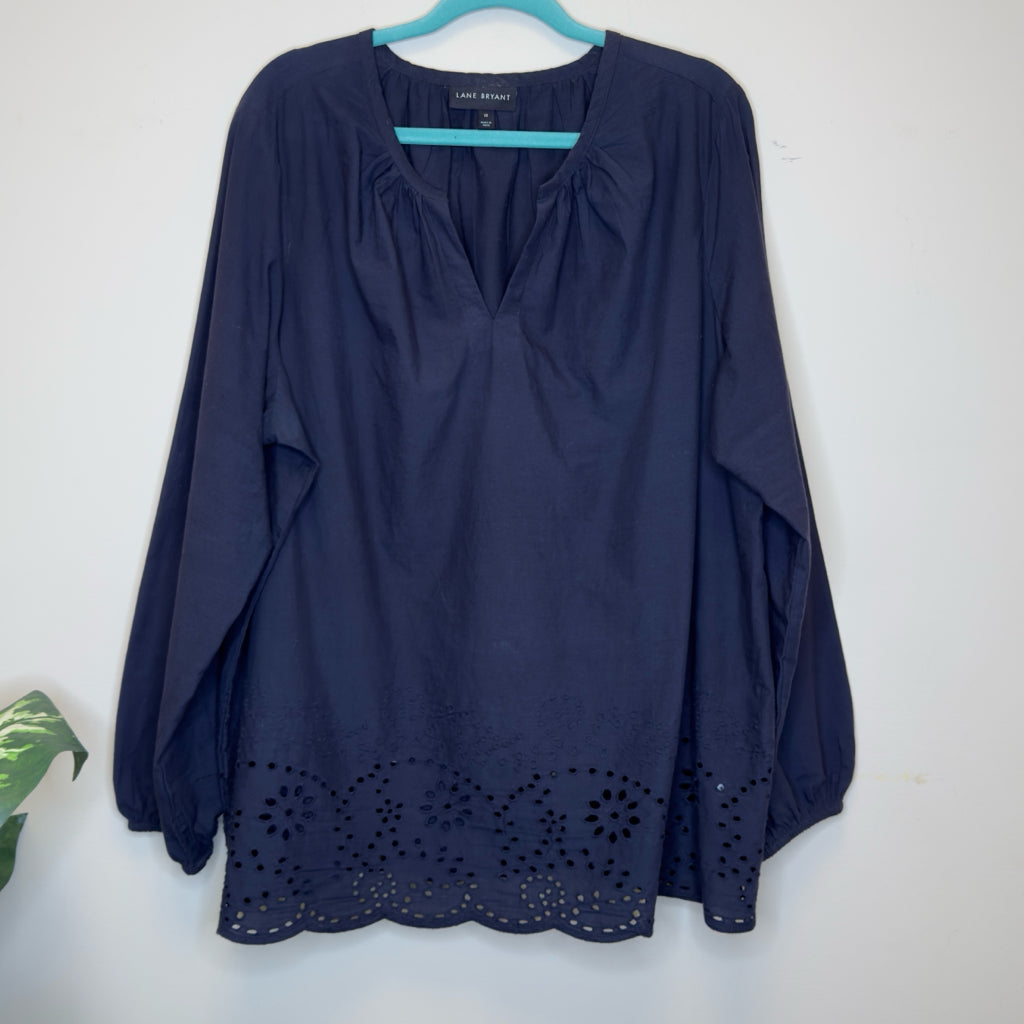 Lane Bryant Eyelet Trim Top - Size 18 (2X)