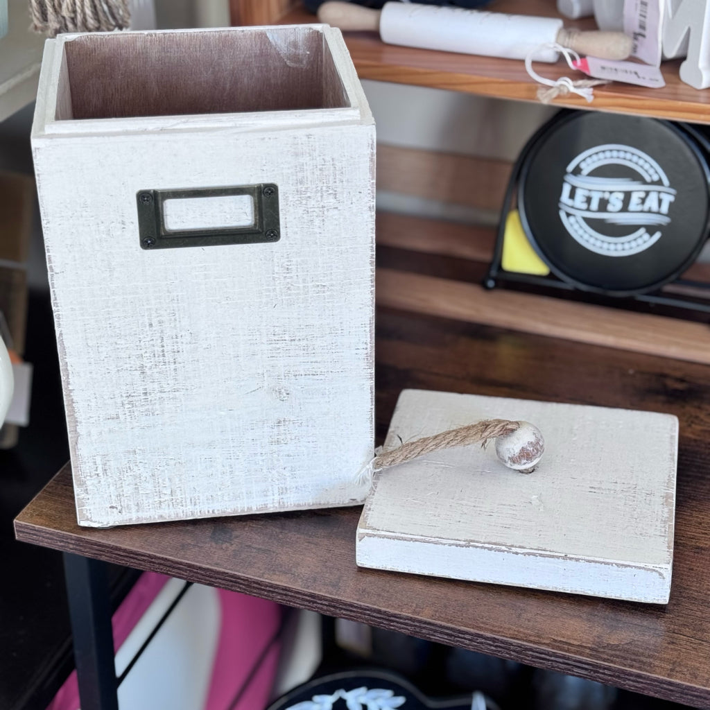 White Chalk Painted Wood Box