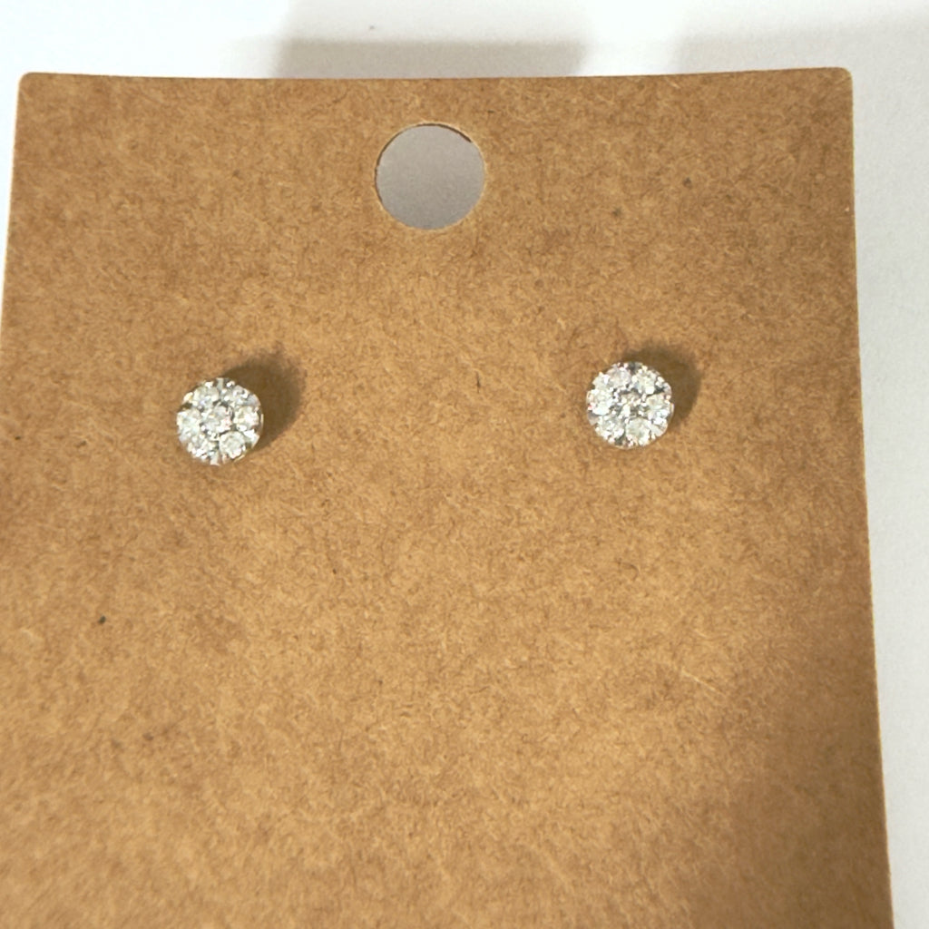 Cubic Zirconia Cluster Stud Earrings