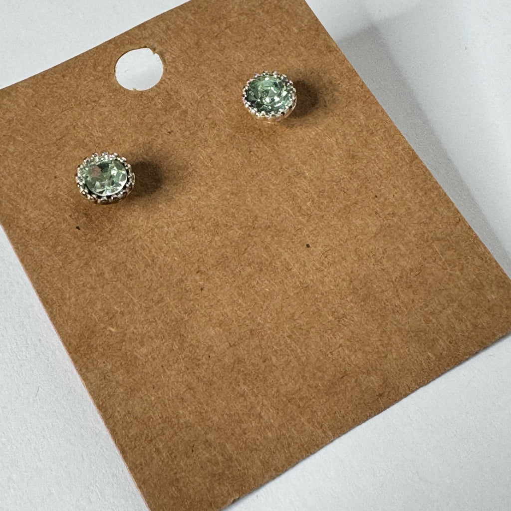 Light Green Crystal Halo Stud Earrings