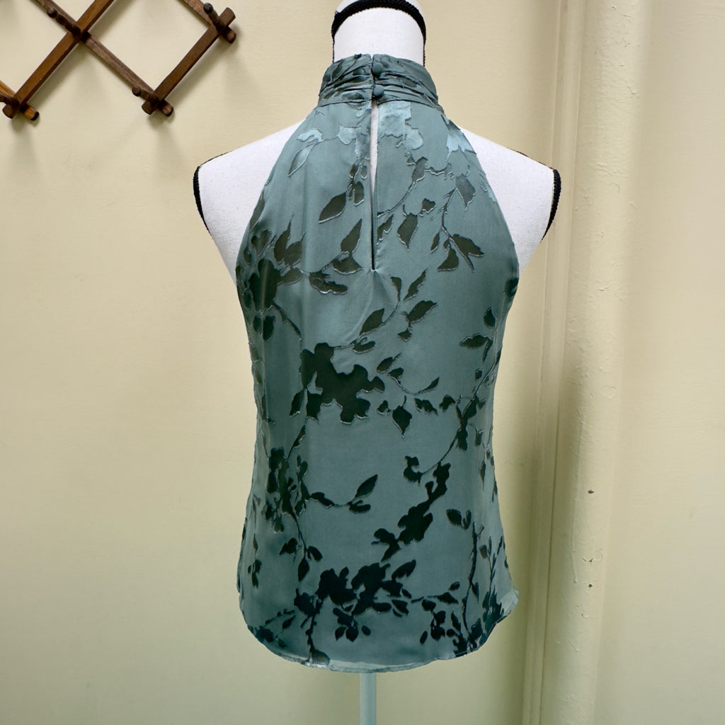 White House Black Market Silk Blend Floral Burnout Top - Size XS