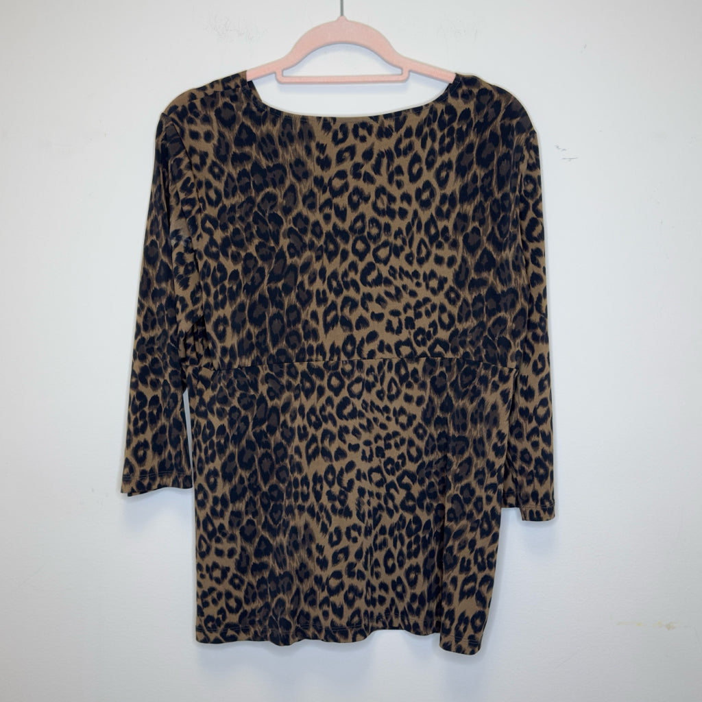 New York & Co Leopard Print Top - Size Large