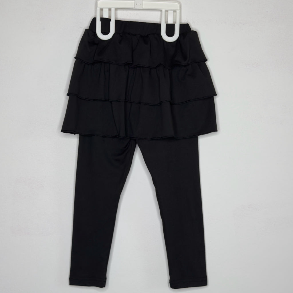 Black Leggings with Built-In Skirt - Size 4 Youth