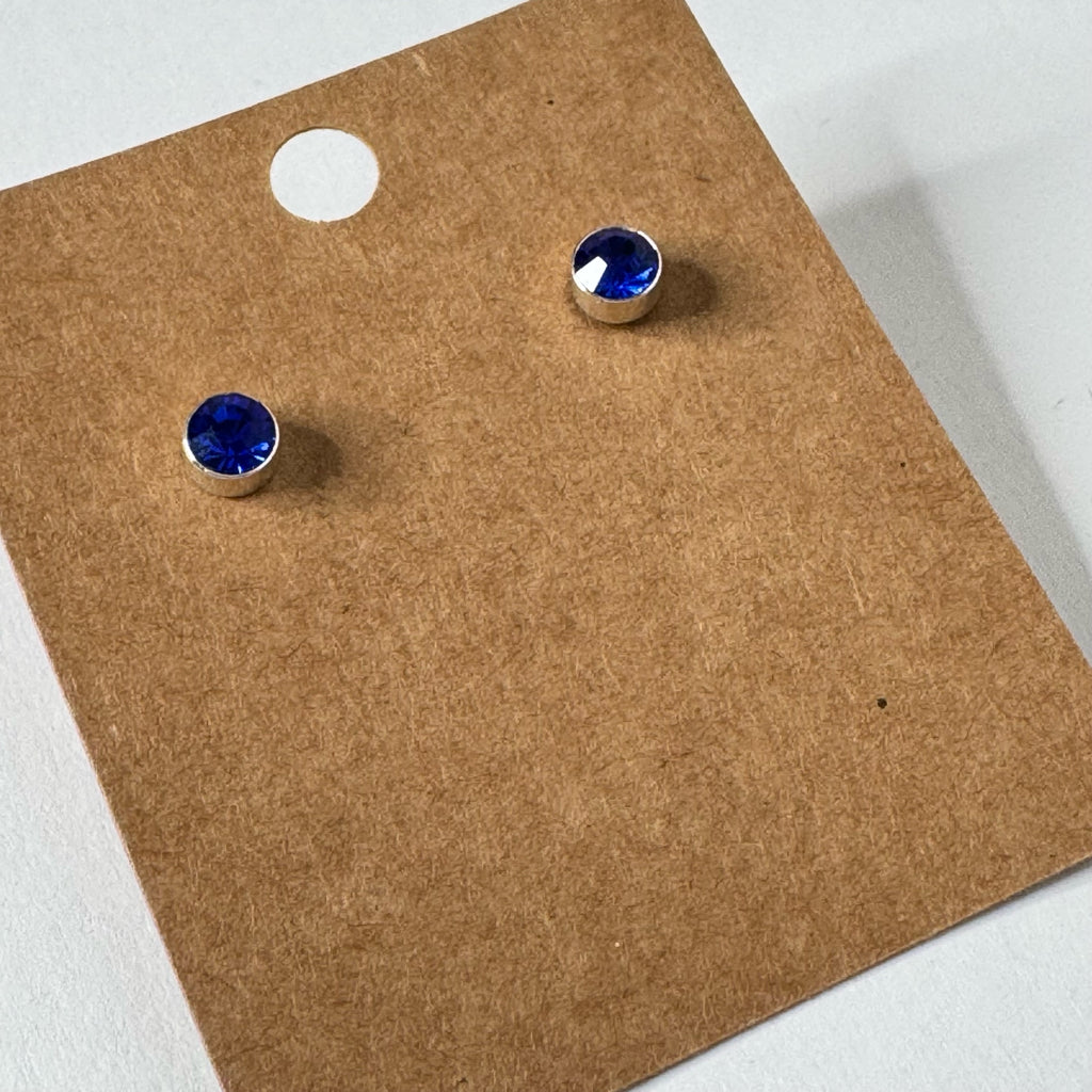 Deep Blue Gemstone Stud Earrings