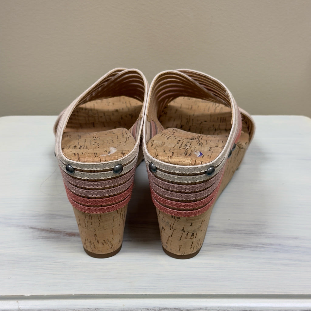 Lucky Brand Kayla Pink Canyon Clay Ombre Cork Wedge Sandals - Size 8 1/2