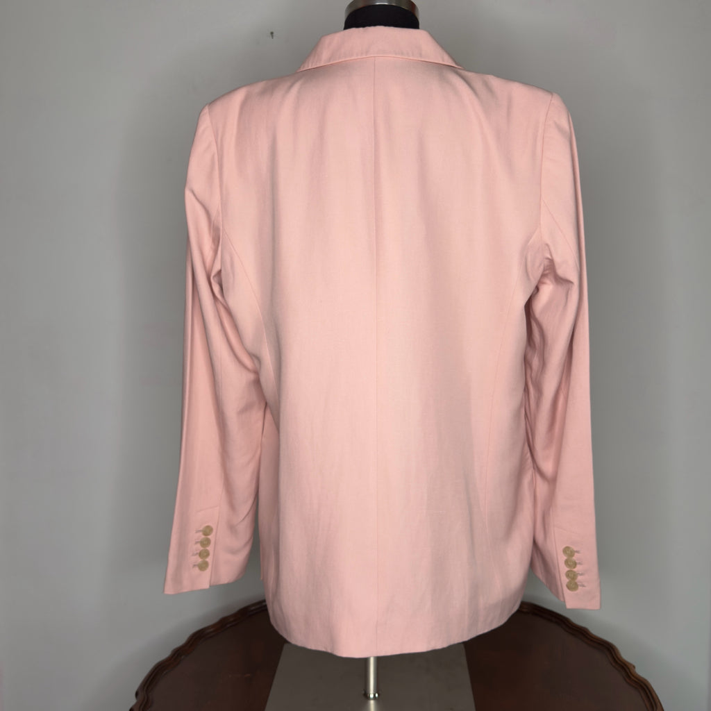 Loft Soft Pink Linen Blend One Button Blazer - Size 14
