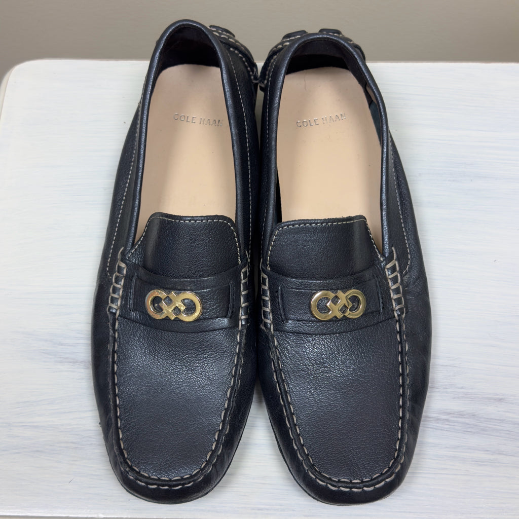 Cole Haan Black Shelby CH Logo II Mocassin Leather Loafer - Size 8 1/2