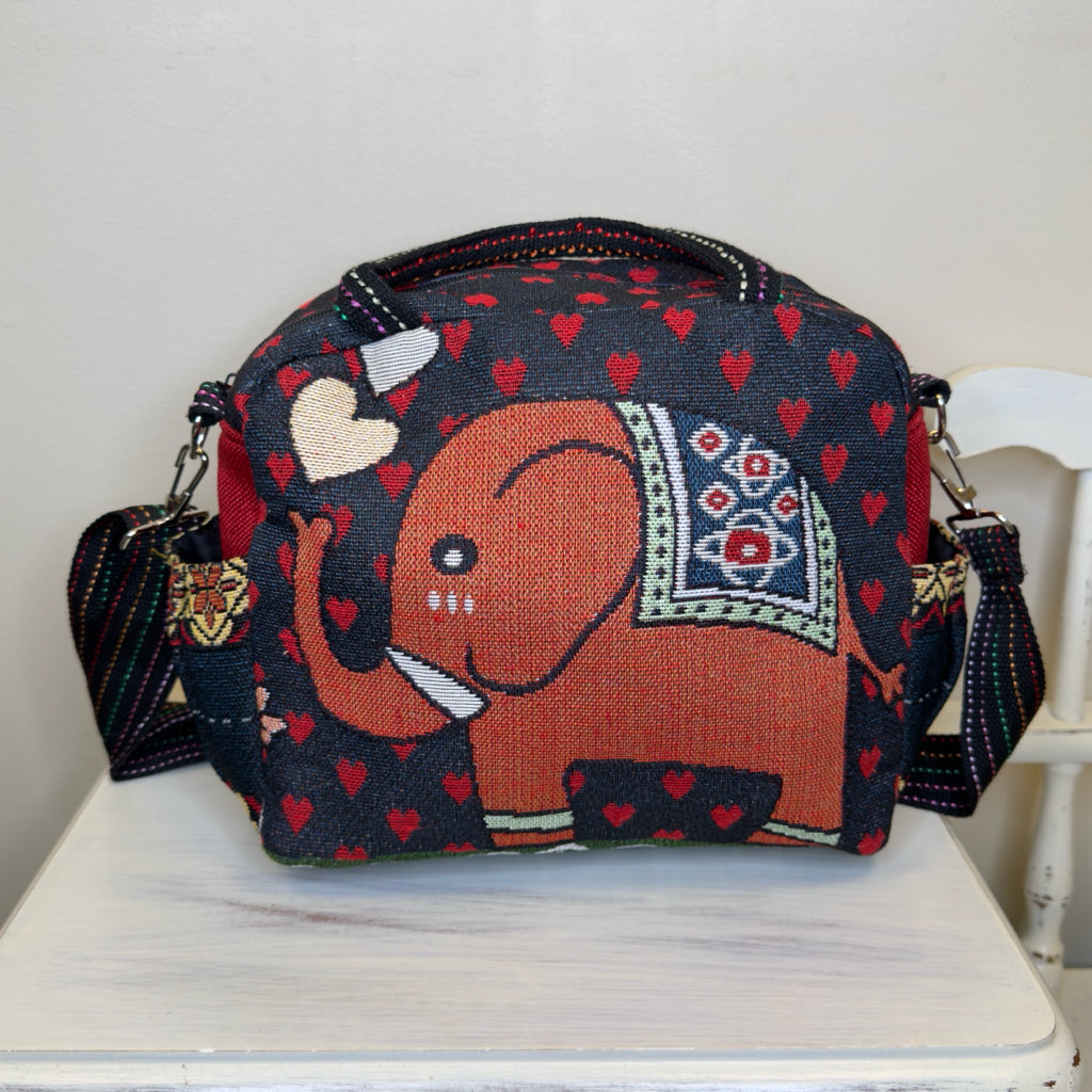 Elephant Print Tapestry Handbag