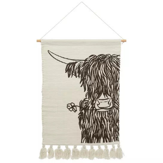 Highland Cow Woven Tapestry Wall Decor