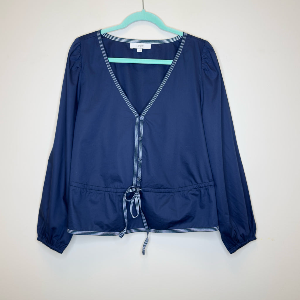 Loft Tie Peplum Blouse - Size Large