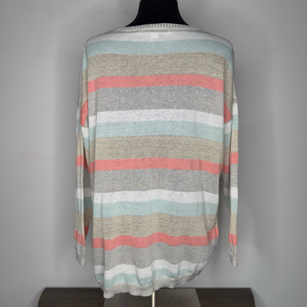 Loft Striped Metallic Lightweight Sweater - Size Medium