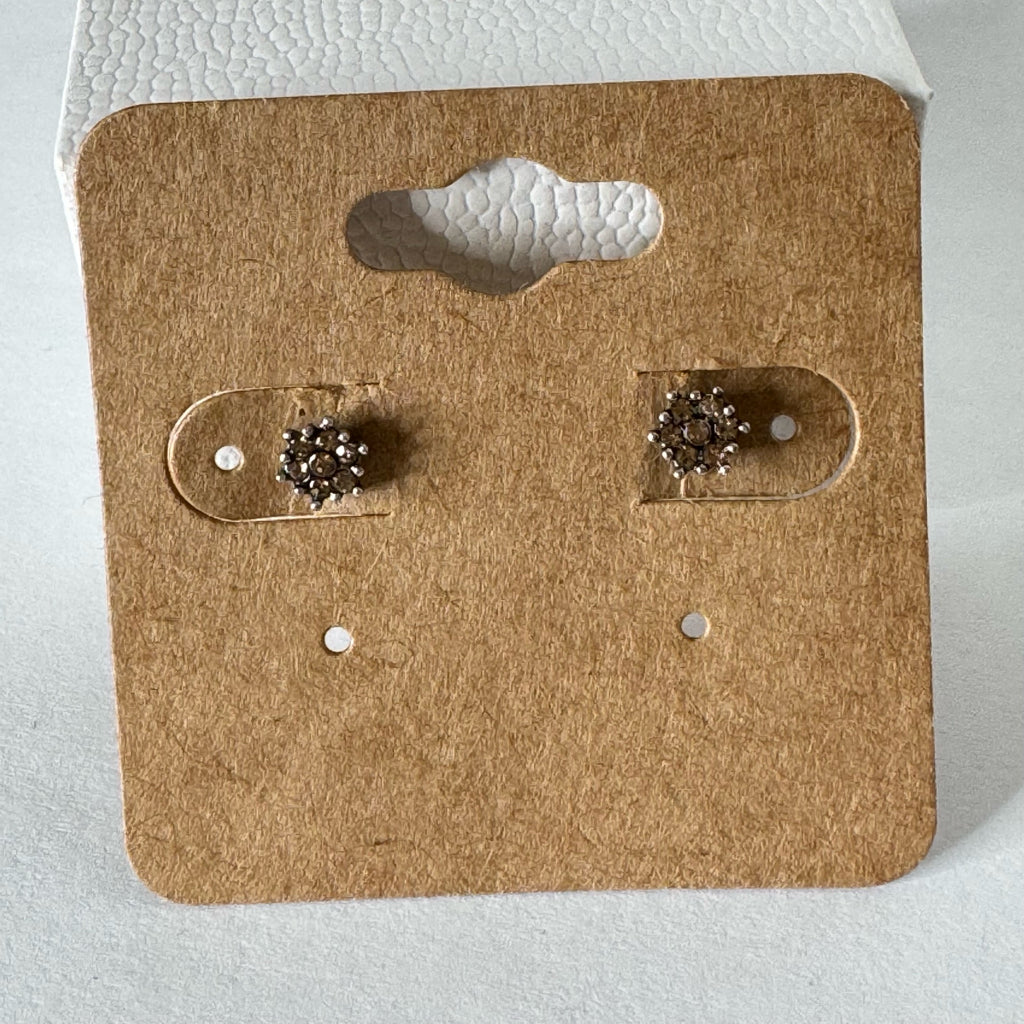 Brown Crystal Cluster Stud Earrings