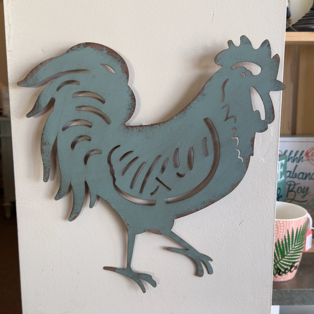 Metal Rooster Sign - 13"
