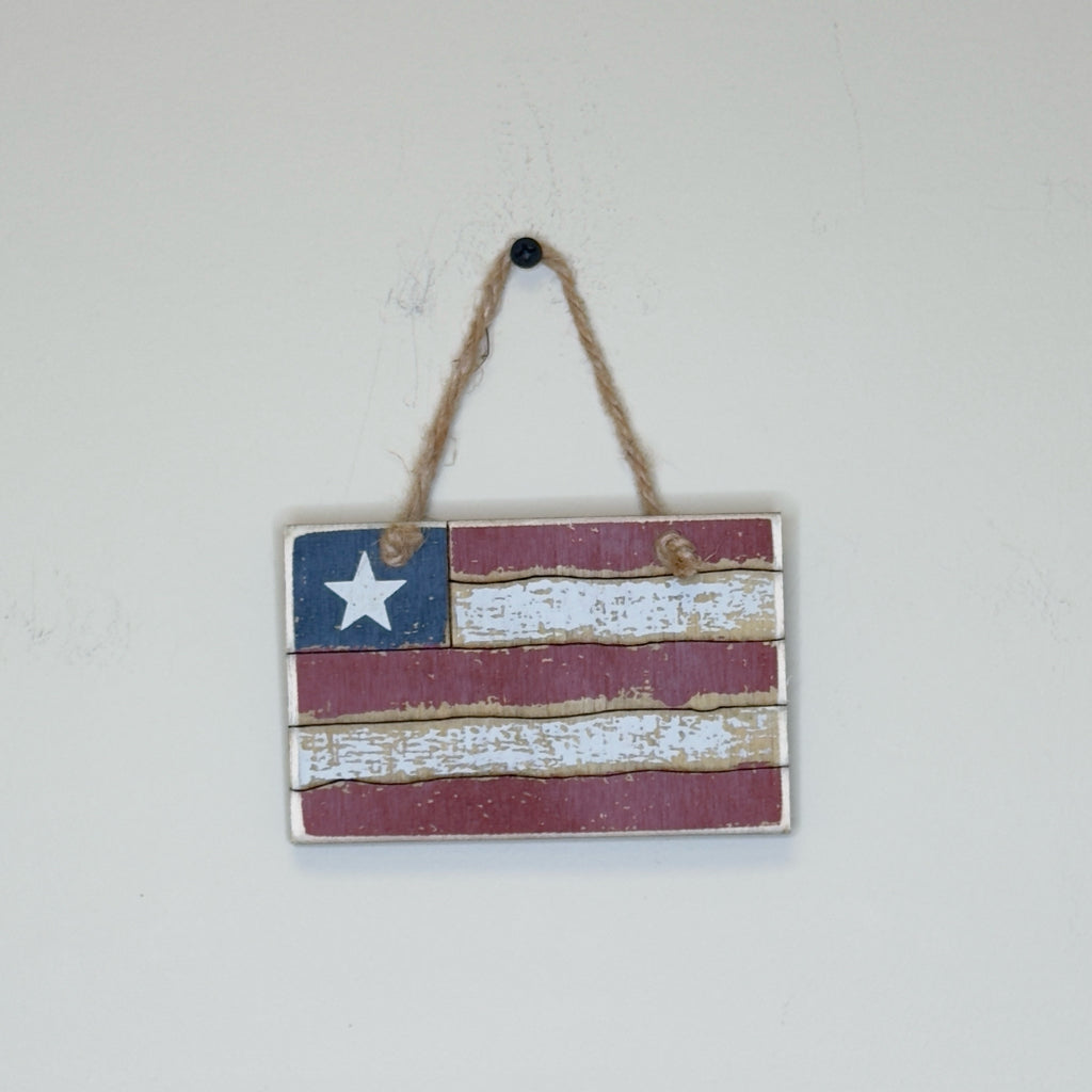 Primitive Red, White & Blue Hanging Flag