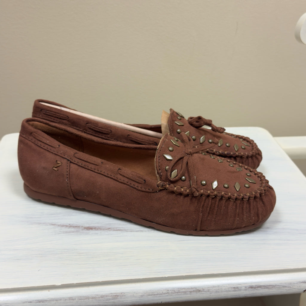 Zodiac Elery Studded Toe Cognac Mocassins - Size 8