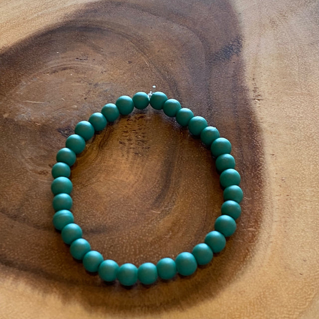 Inga Ann's Beaded Bracelet - Teal Matte Glass