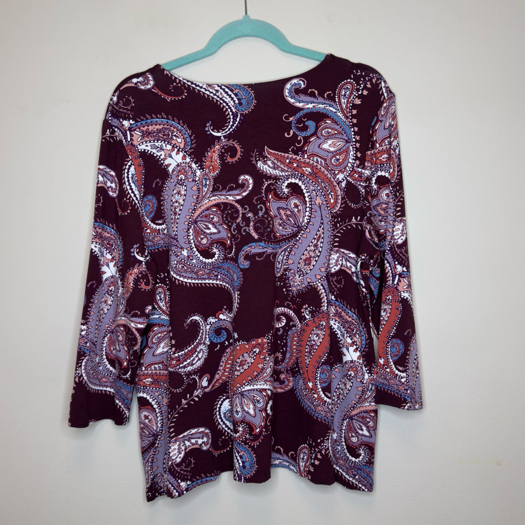 Chico's Paisley Print 3/4 Sleeve Top - Size Large