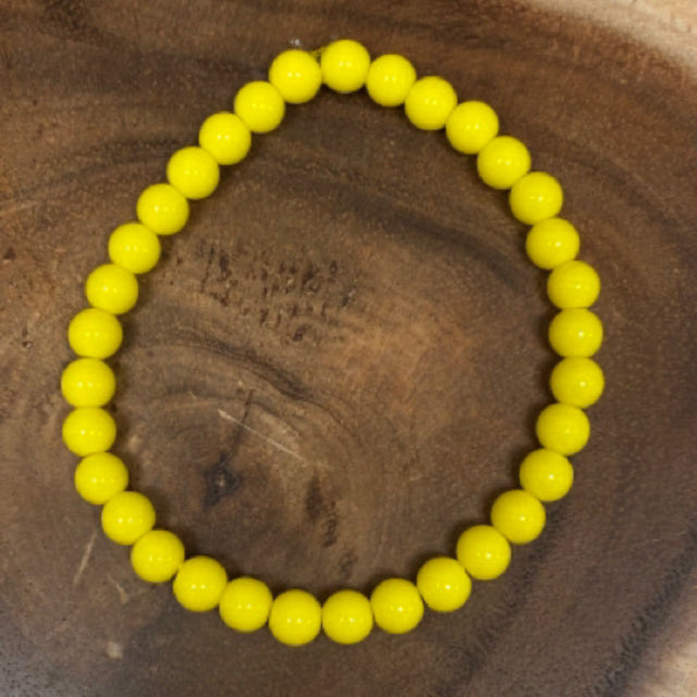 Inga Ann's Yellow Glass Beaded Bracelet - 6mm Beads