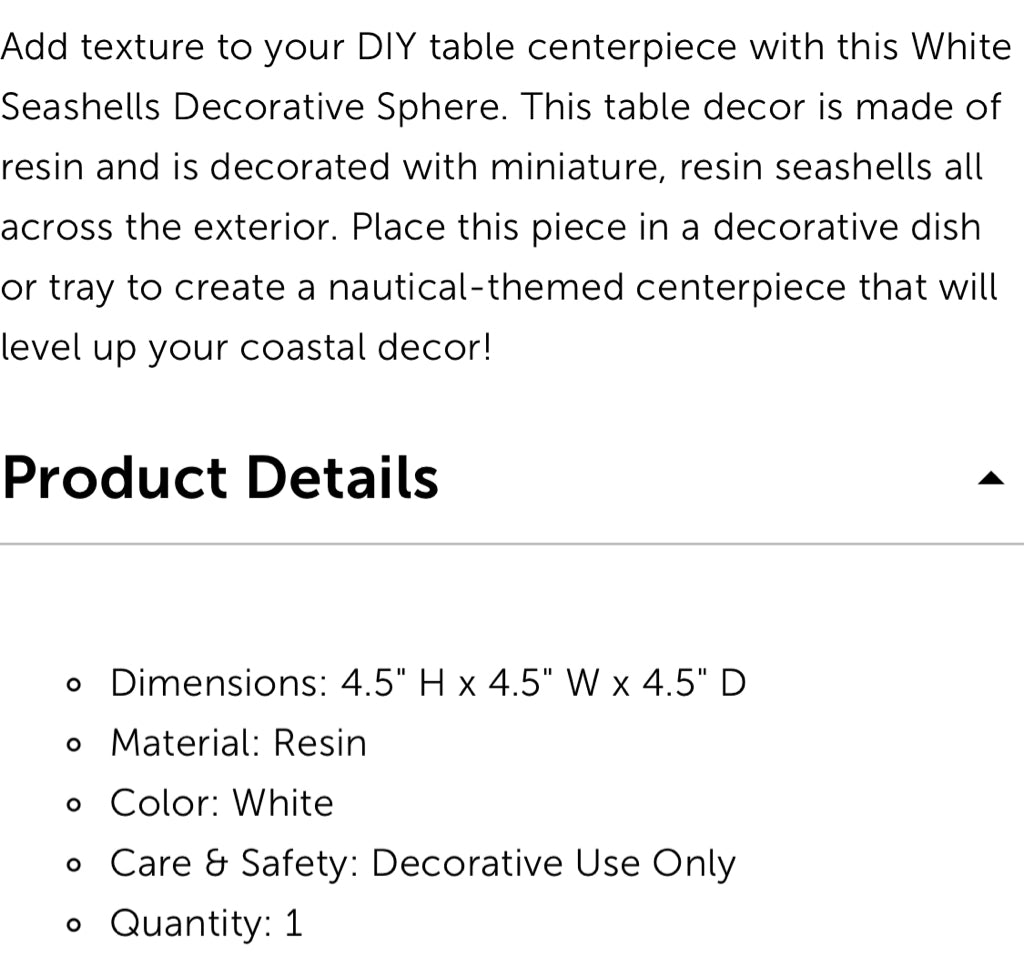 White Seashells Decorative Sphere