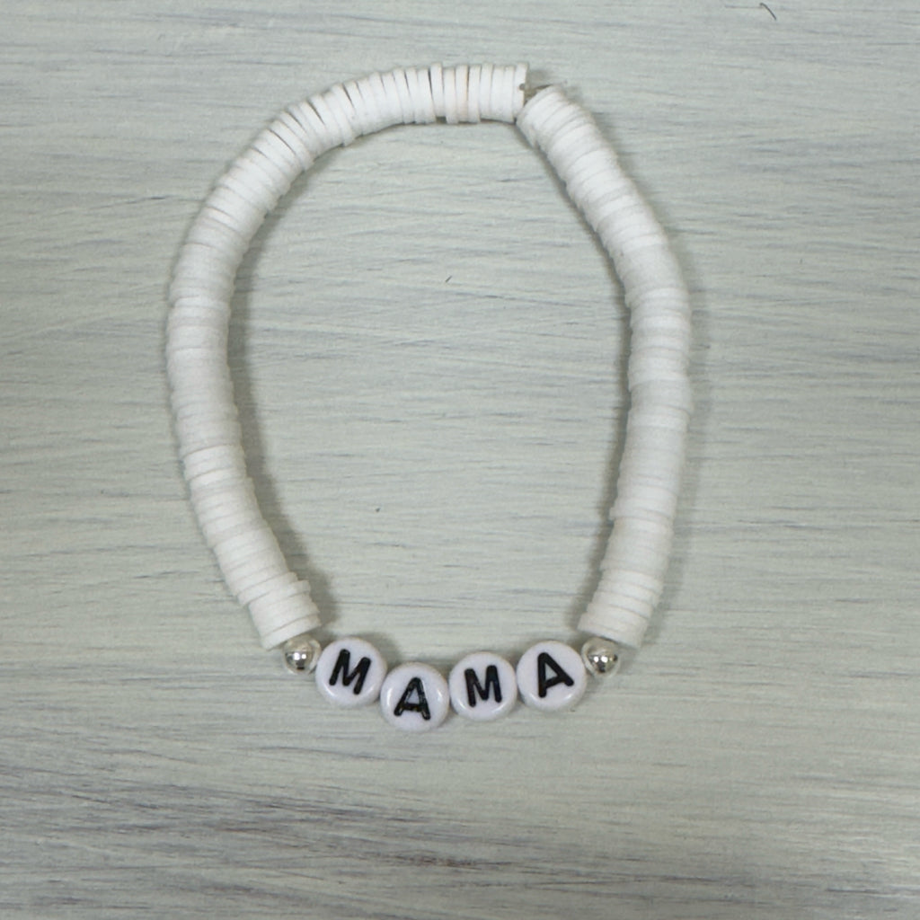 Inga Ann's "Mama" White Polymer Bracelet