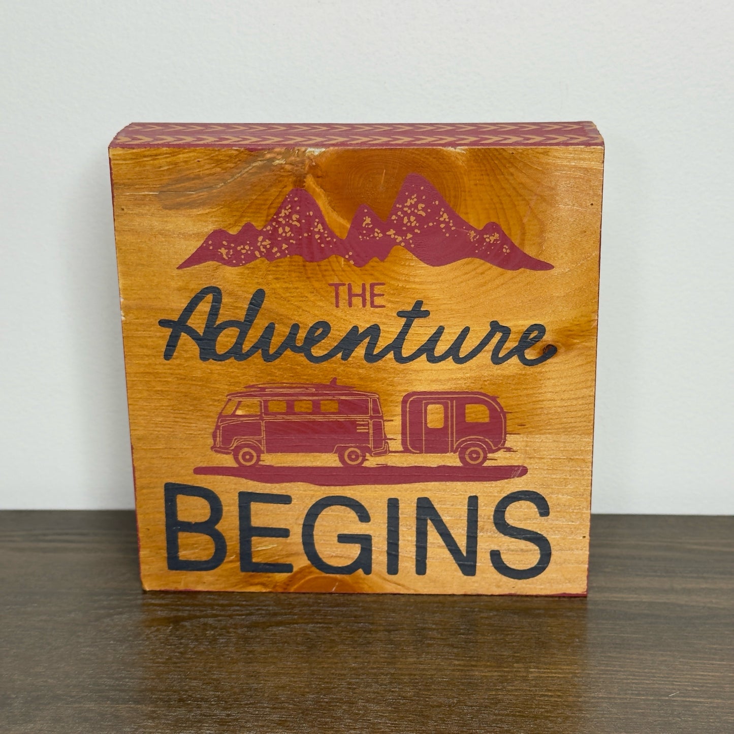 The Adventure Begins Box Sign