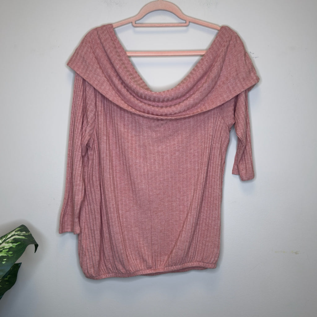 Lane Bryant Ribbed Cowl Neck Off One Shoulder Top - Size 18/20 (2X)