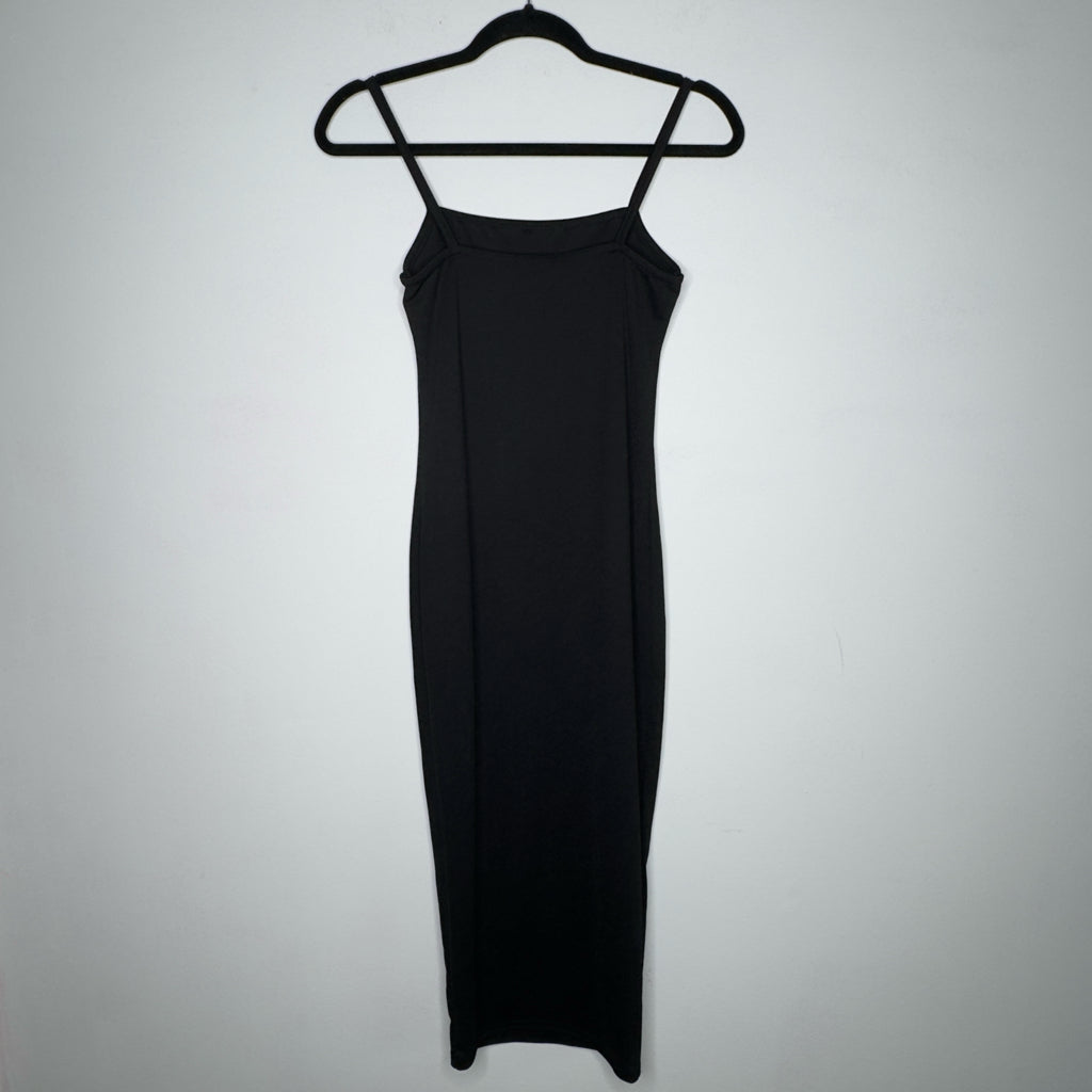 Pretty Little Thing Fitted Black Midi Dress - Size 6